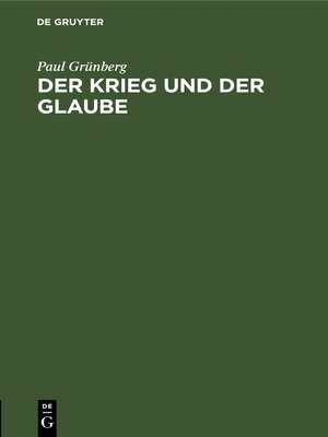 cover image of Der Krieg und der Glaube